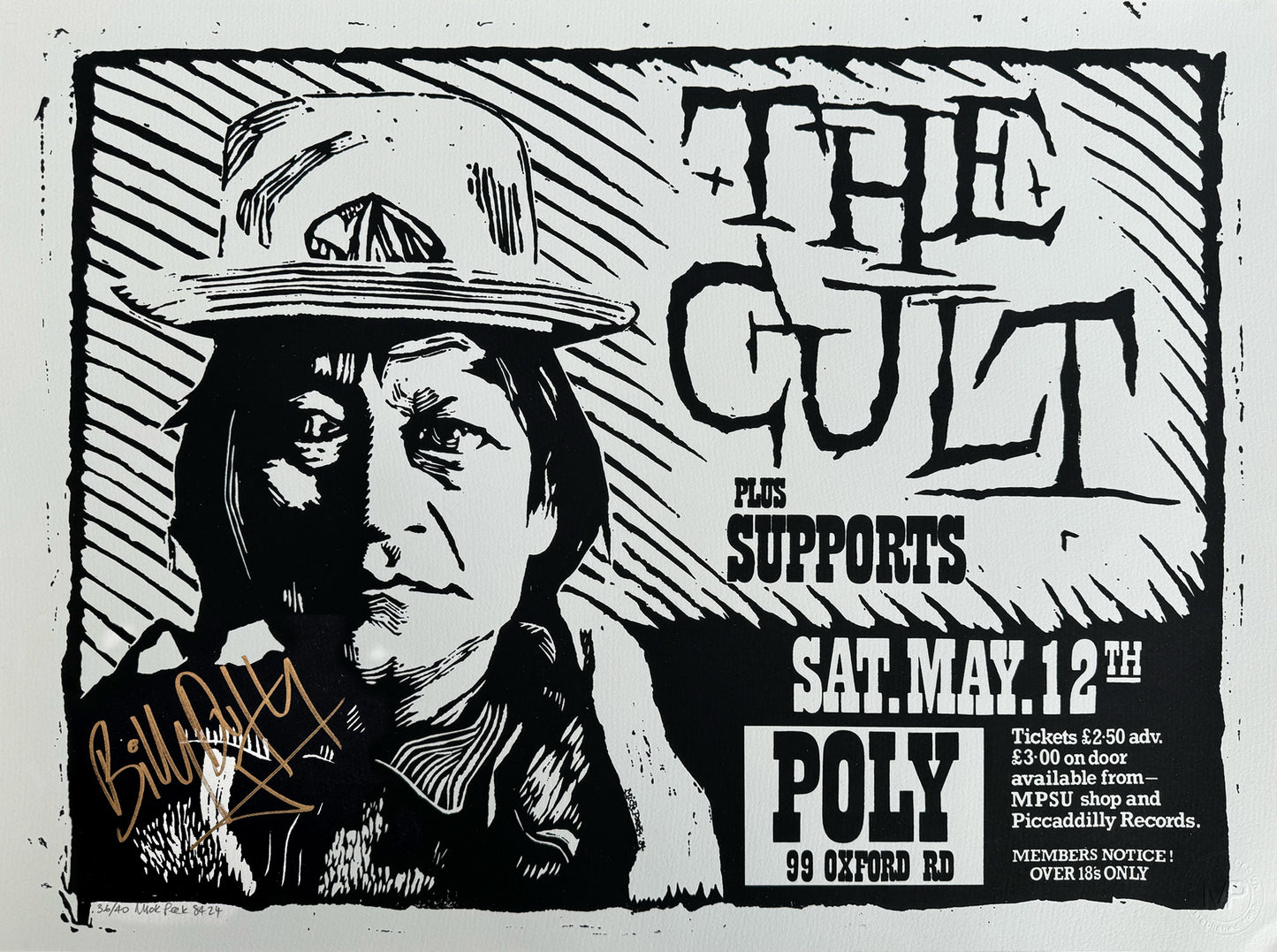 The Cult 1984 Ltd Edition Screen Print signed by Billy Duffy